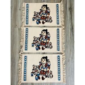 3 El Paso Saddleblanket Co STORYTELLER Fringed Southwestern Woven Placemats Lot